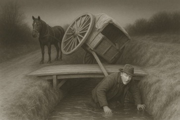 Farmer kings driving in the ditch